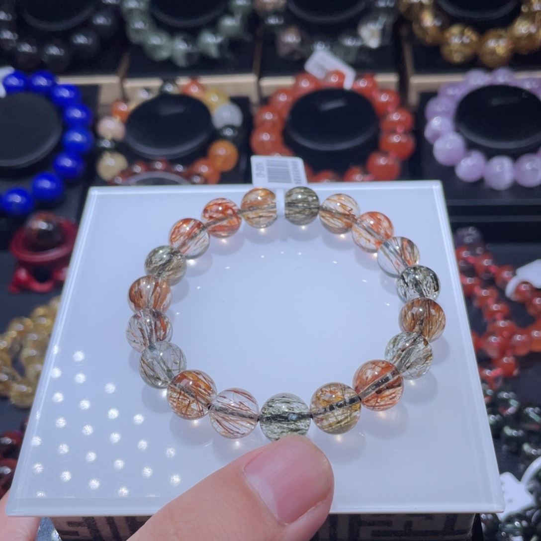 水晶手串未镶嵌桃*沐黑金超七