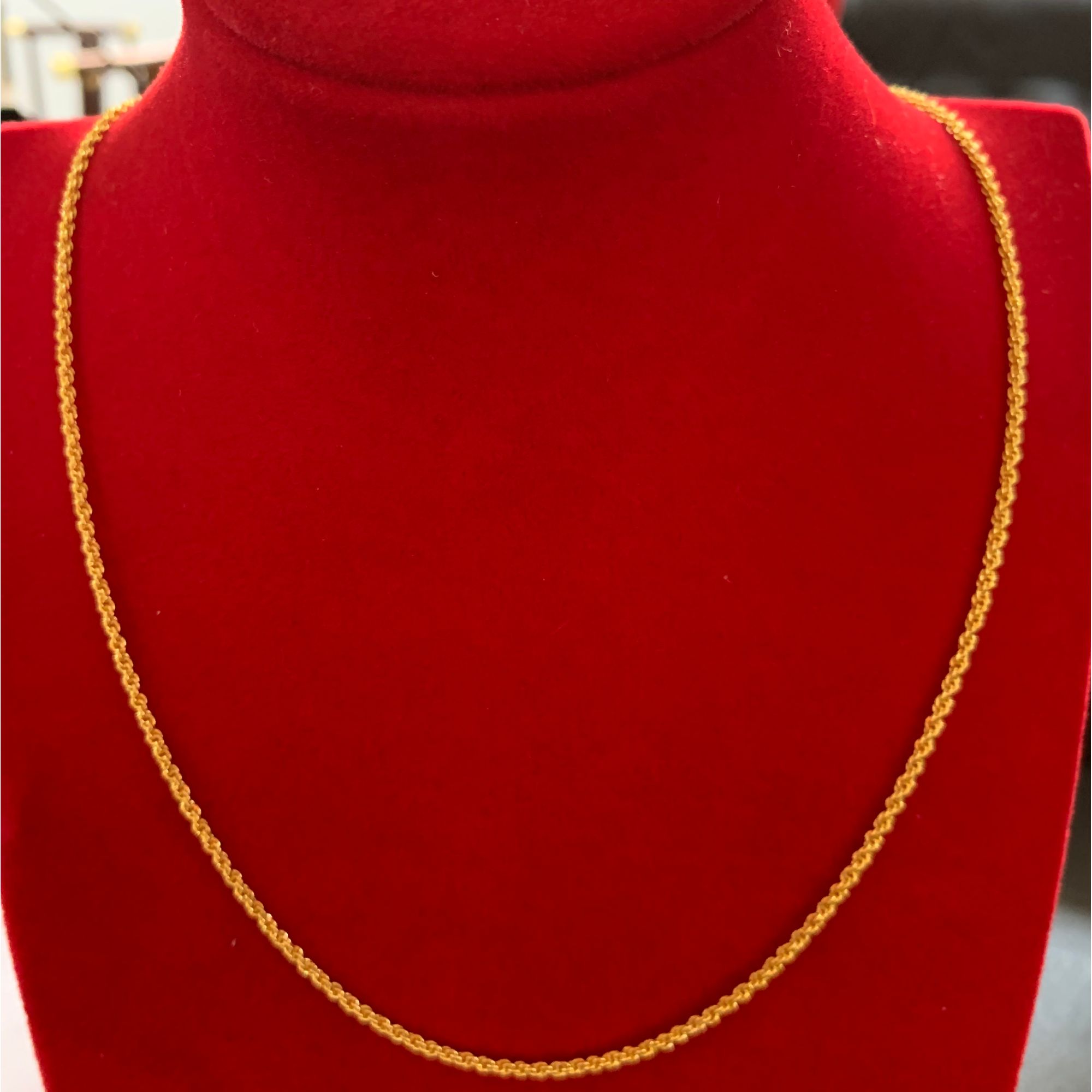 足金黄金真金精美麻花项链-赠礼盒证书