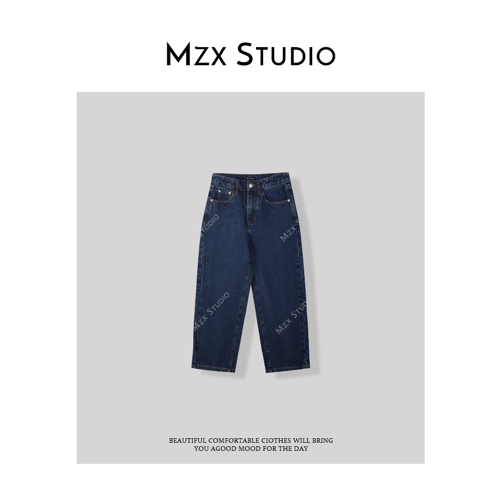 MZX 复古纯色直筒牛仔九分裤KZ4225-M