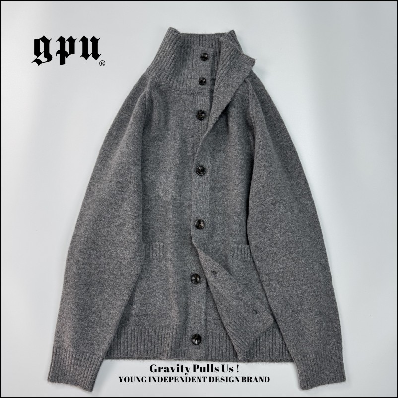 GPU言只美式秋季新款老钱慵懒高街情侣开衫男士毛衣针织休闲