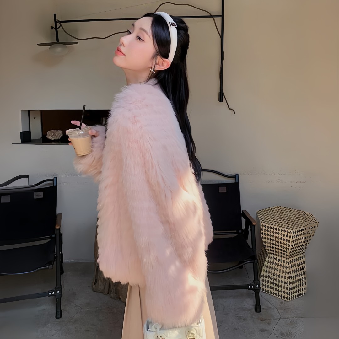 【重磅升级】加密狐狸毛车条皮草外套女2025冬新款显瘦年轻款