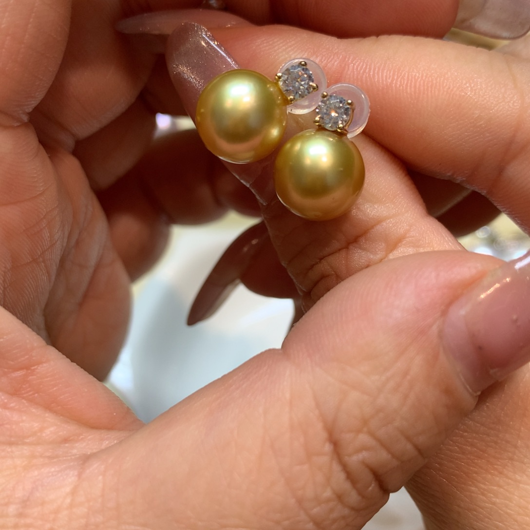 海水珍珠耳饰银S925镶嵌