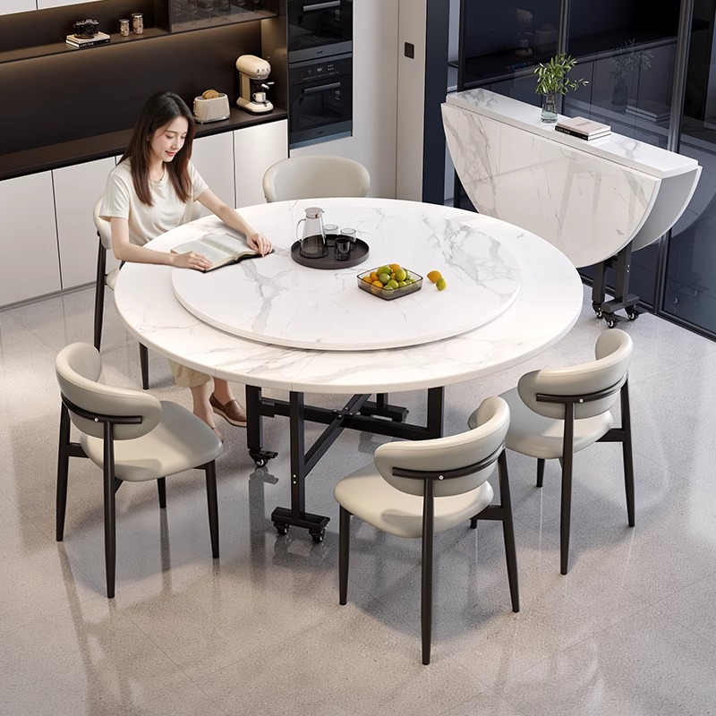 云沐语折叠餐桌家用简约桌子多功能圆桌简易出租房用折叠圆桌