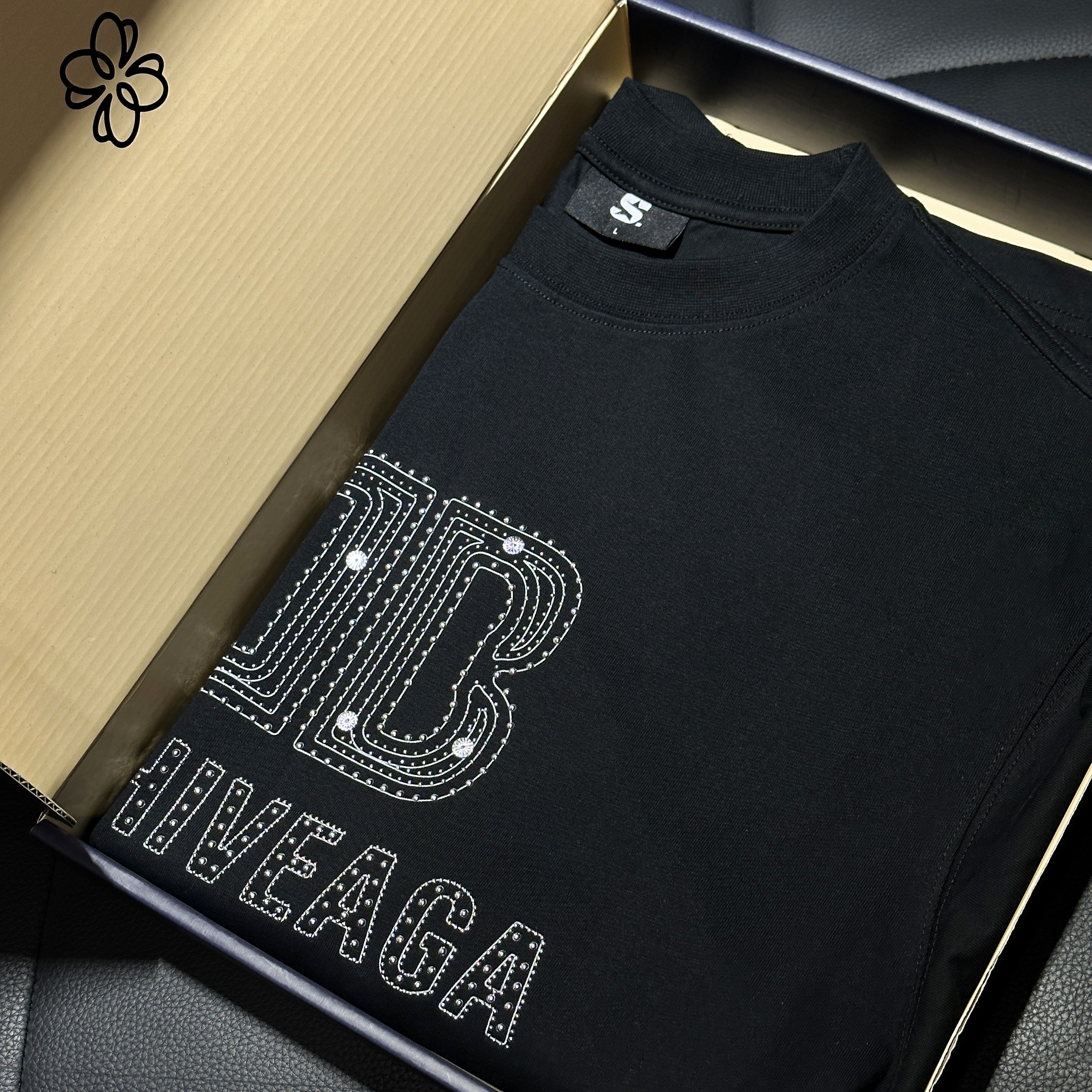【49号链接-重工镶钻BB】SWAG男装夏季欧货潮牌短袖T恤高级感U2764