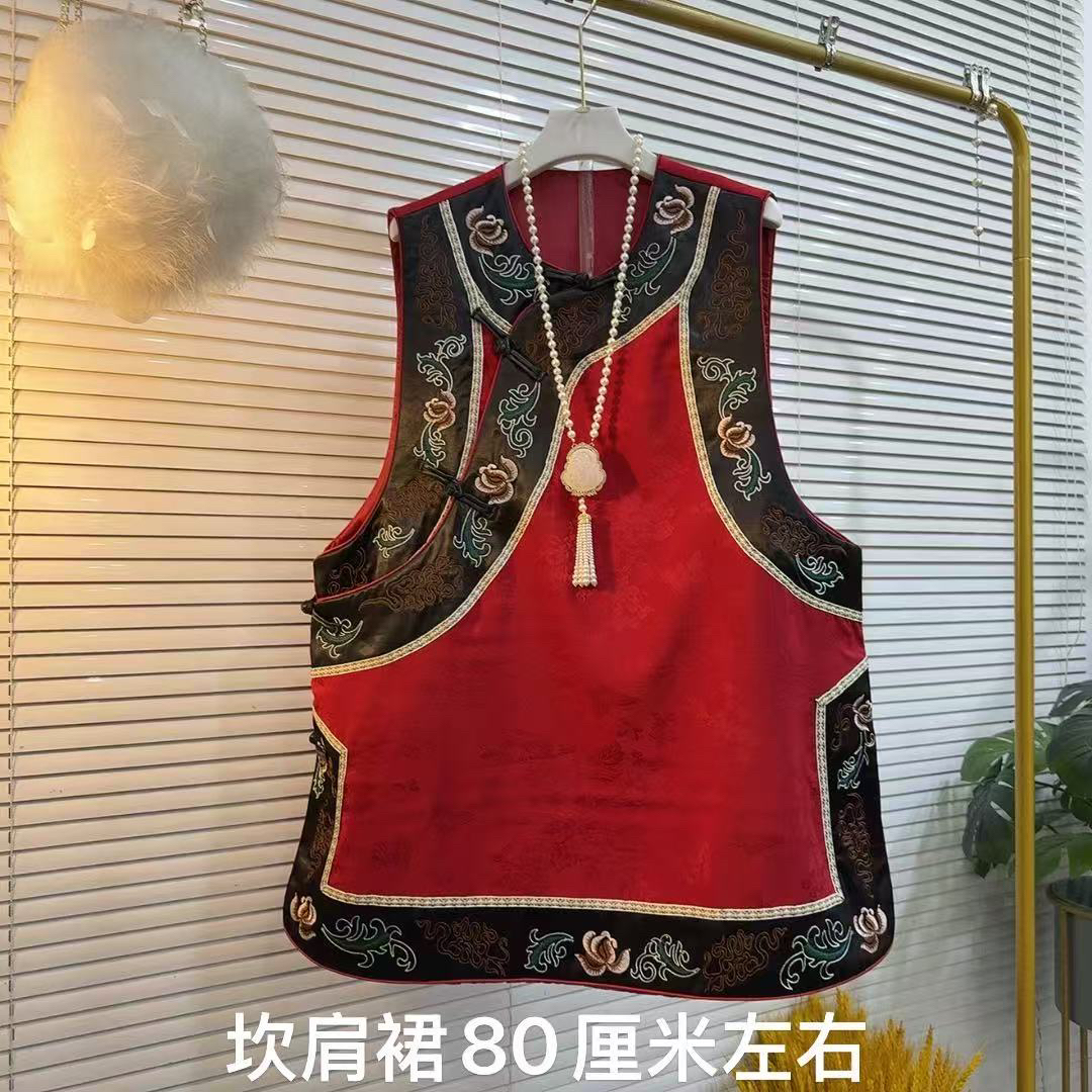 胖MM2025早秋新款新中式国风花边坎肩/马甲秋季时尚款个性胖妹妹