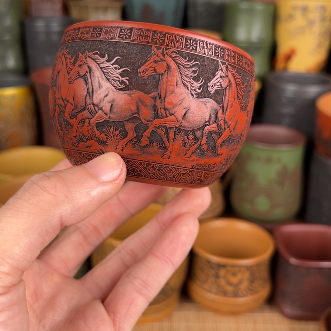 紫砂茶杯宜兴原矿紫砂杯