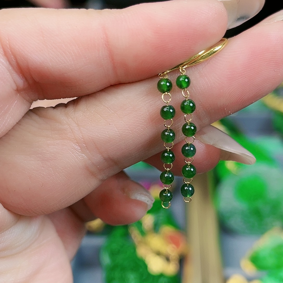 翡翠颈饰18K金镶嵌耳饰