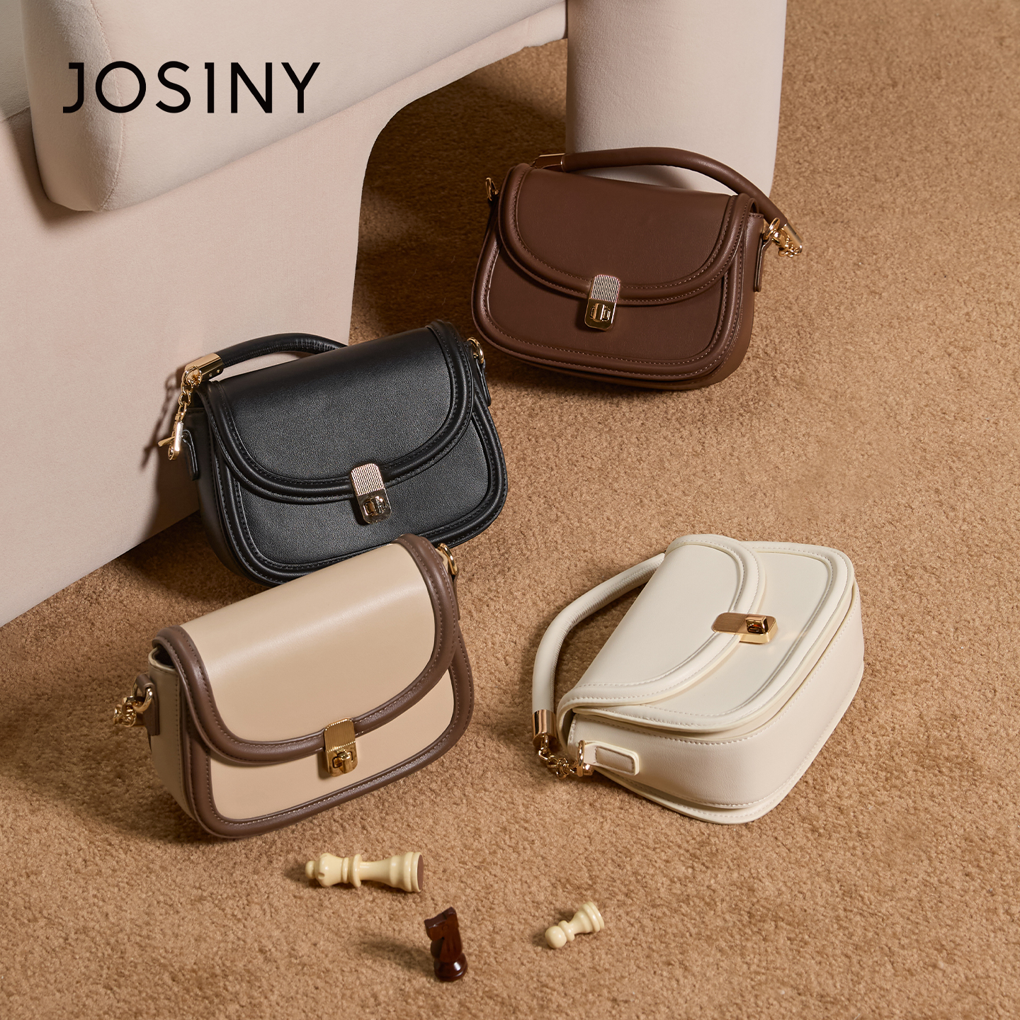 卓诗尼真皮时尚百搭单肩斜挎复古马鞍包洋气简约潮流