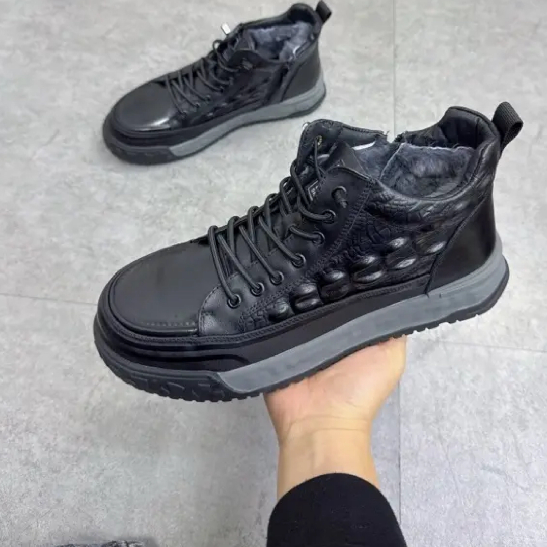 【羊毛内里】男士显瘦冬季纯牛皮休闲百搭舒适软底加厚7329爸爸鞋