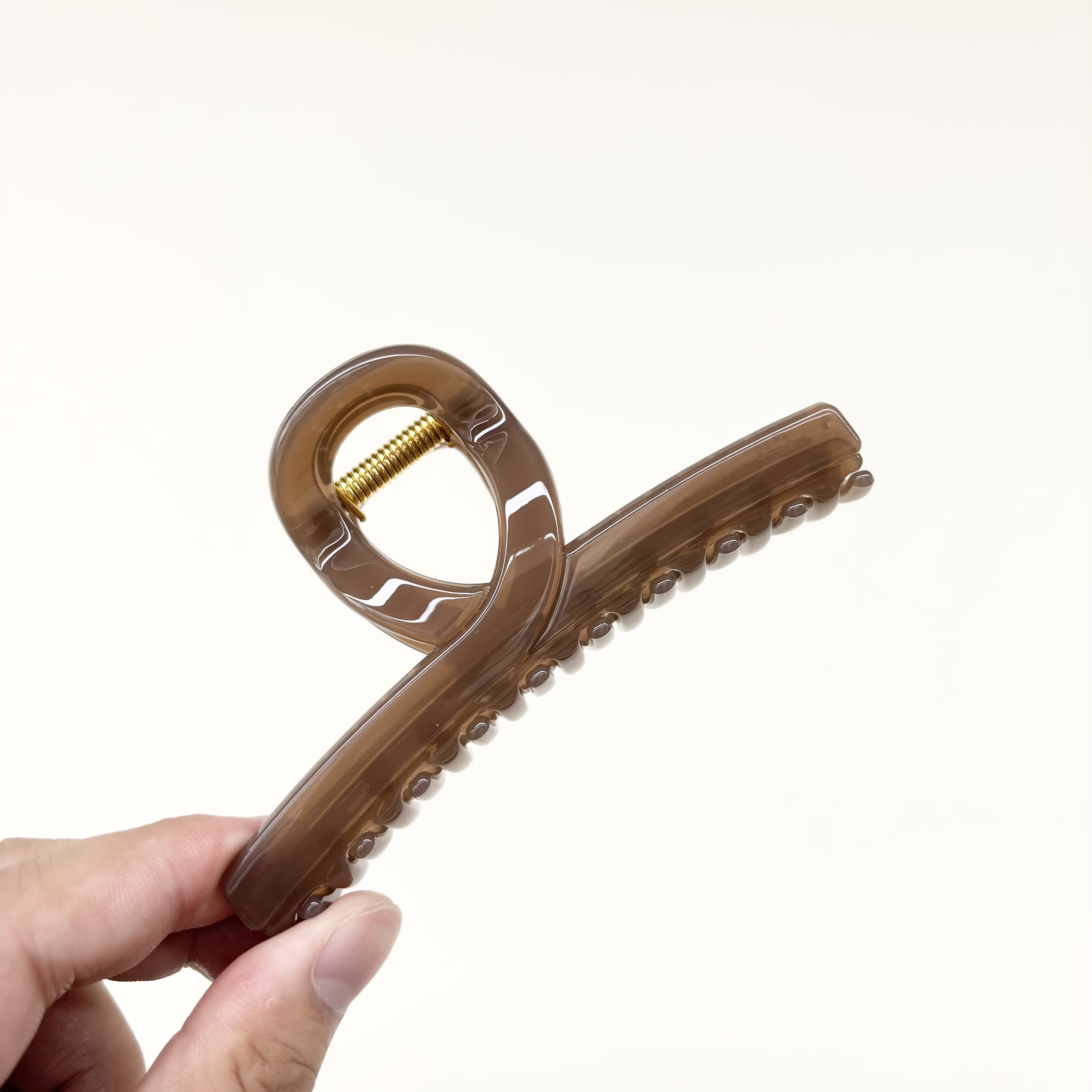 L727夕洛亚麻棕11厘米一字形抓夹简约百搭法式小众优雅大抓夹