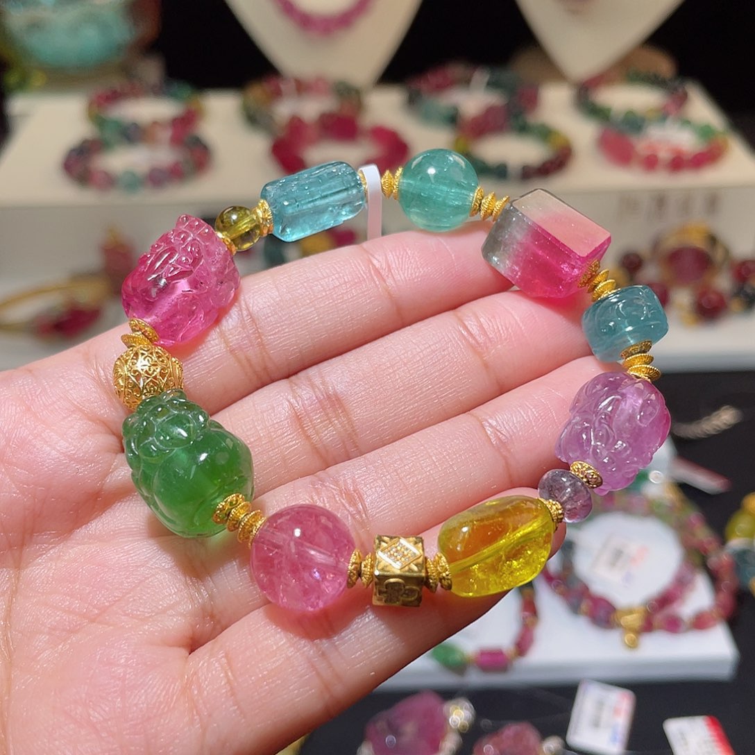 碧玺手链18K金镶嵌 上新 多宝