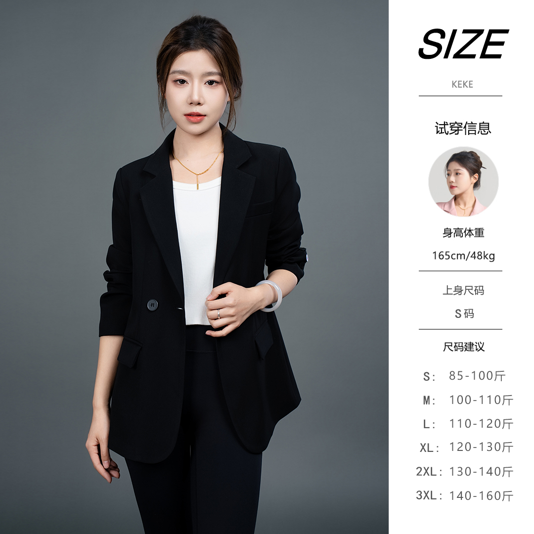 【CC1020】春季新款西装外套女一粒扣气质时尚百搭宽松休闲西服