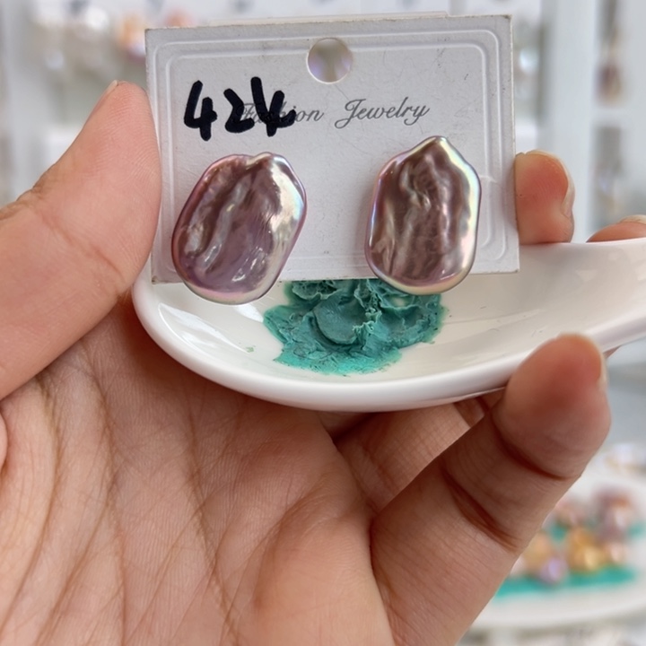 淡水珍珠耳饰银S925镶嵌