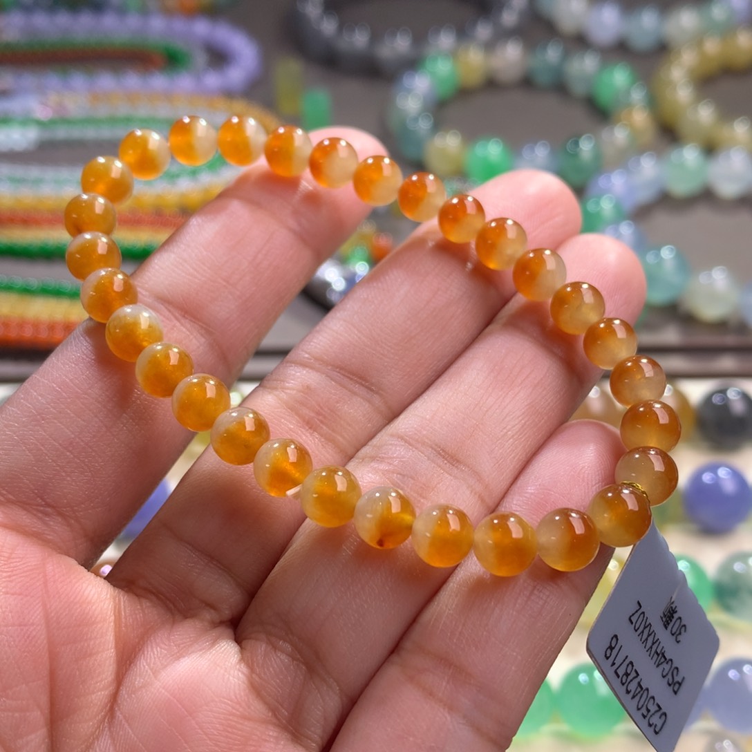 未镶嵌手链翡翠卡6 冰橘黄聚宝盆