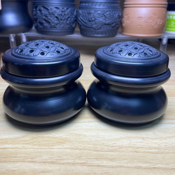 【柿柿如意】典雅黑色油葫芦叫罐蛐蛐罐蟋蟀叫罐做工精致大气原烧底