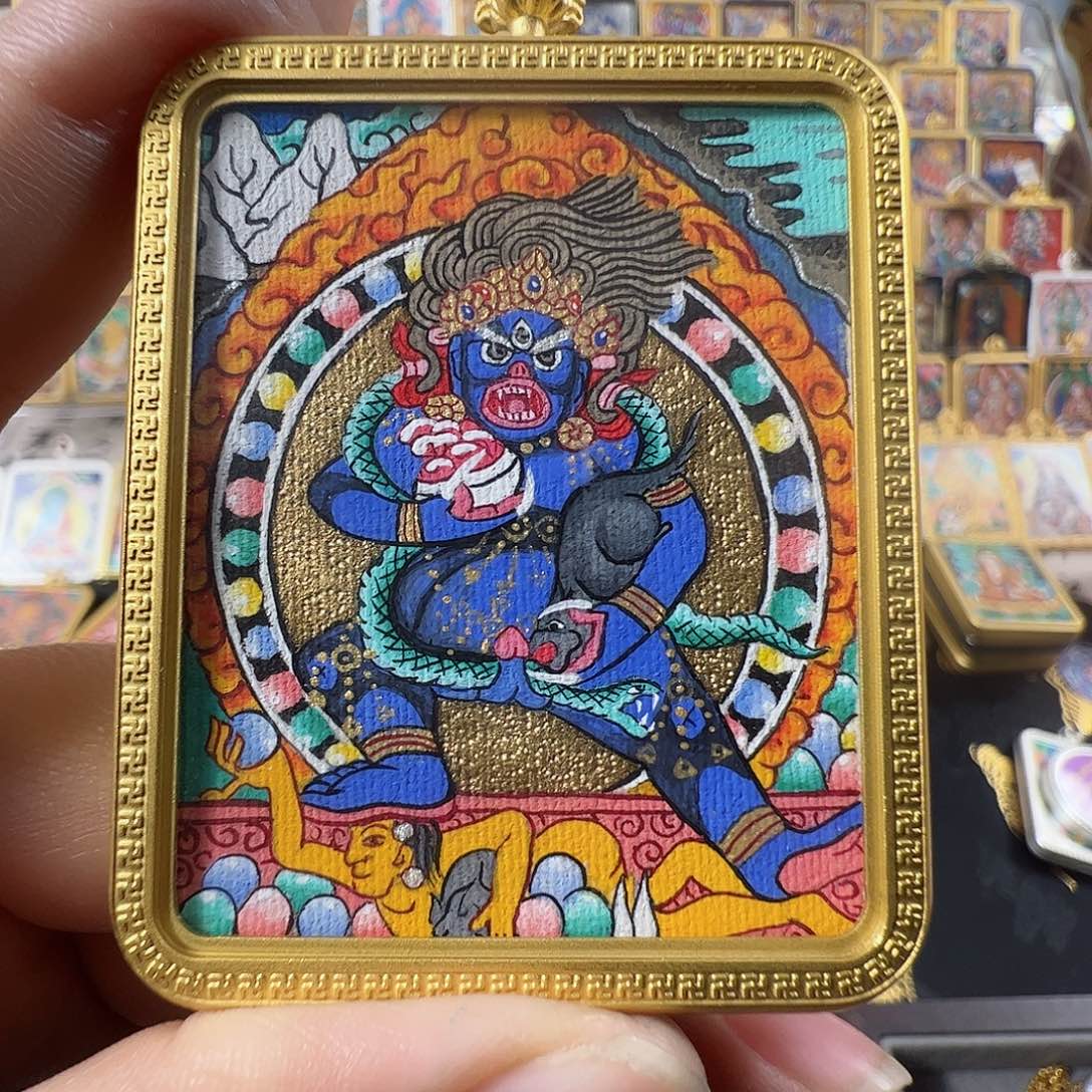 吊坠培*黑财纯手绘唐卡