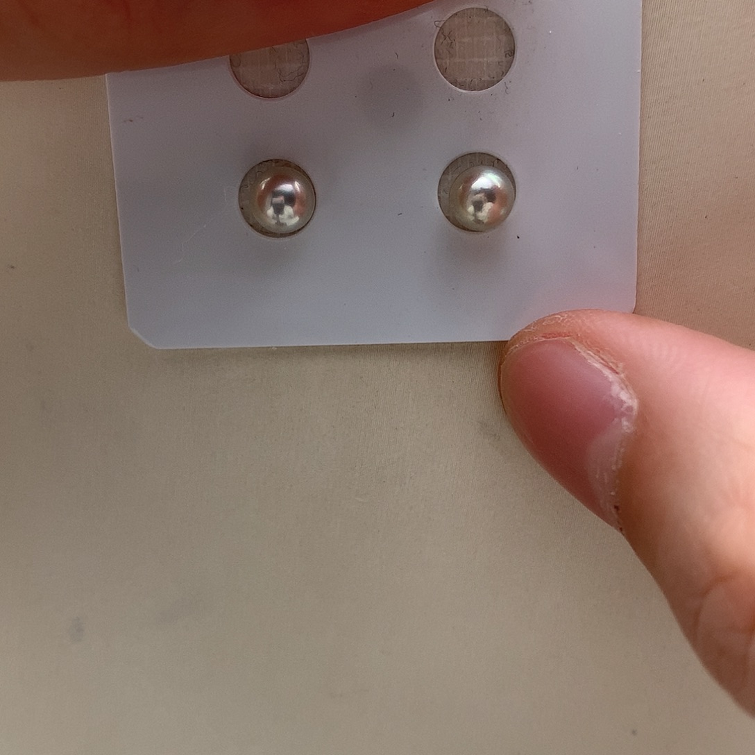 银S925镶嵌海水珍珠耳饰5-5.5mm 真多麻素钉