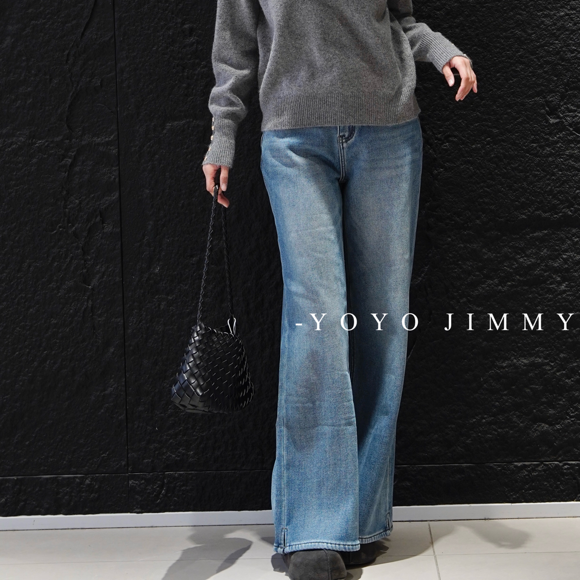 YOYO JIMMY  YOYO 3K30慕斯直筒显瘦牛仔裤