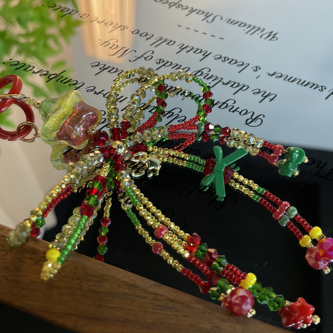 6526圣诞蝴蝶结原创手机链