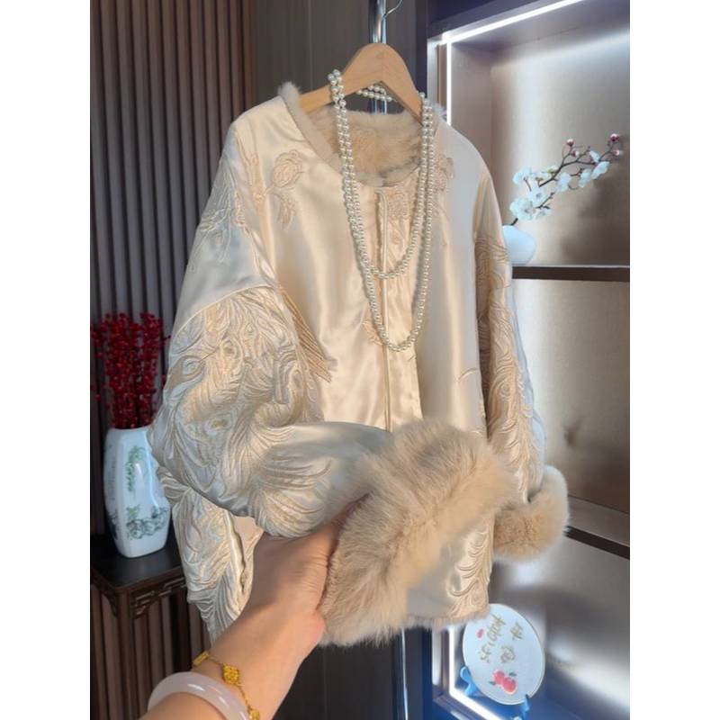 清-园园-【凤仪】重磅刺绣国风冬款加厚双面双穿外套2024B2147