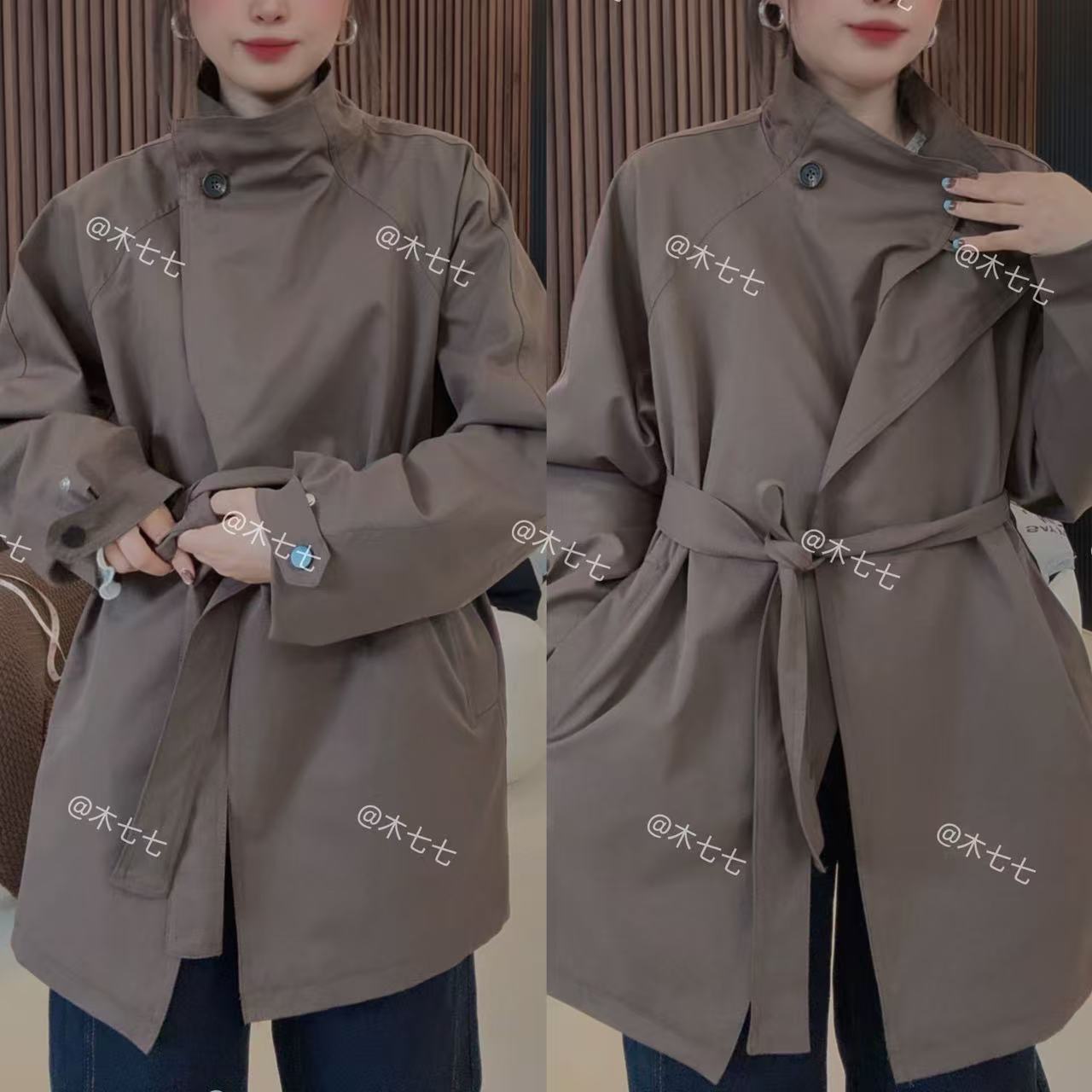 1918秋季新款绑带中长款风衣