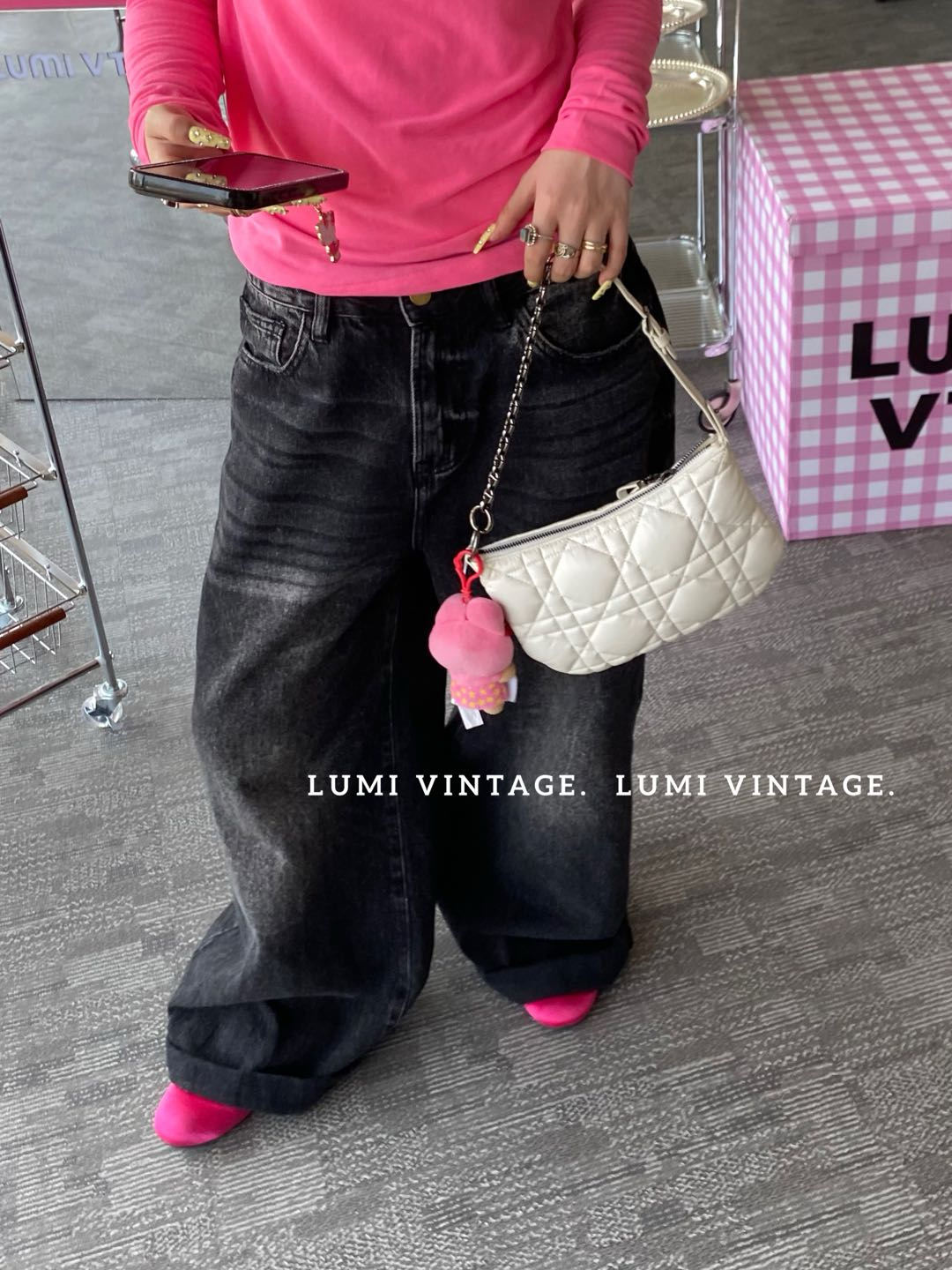 95新 DIOR/迪奥 白色羊皮藤格纹caro手提包58497616