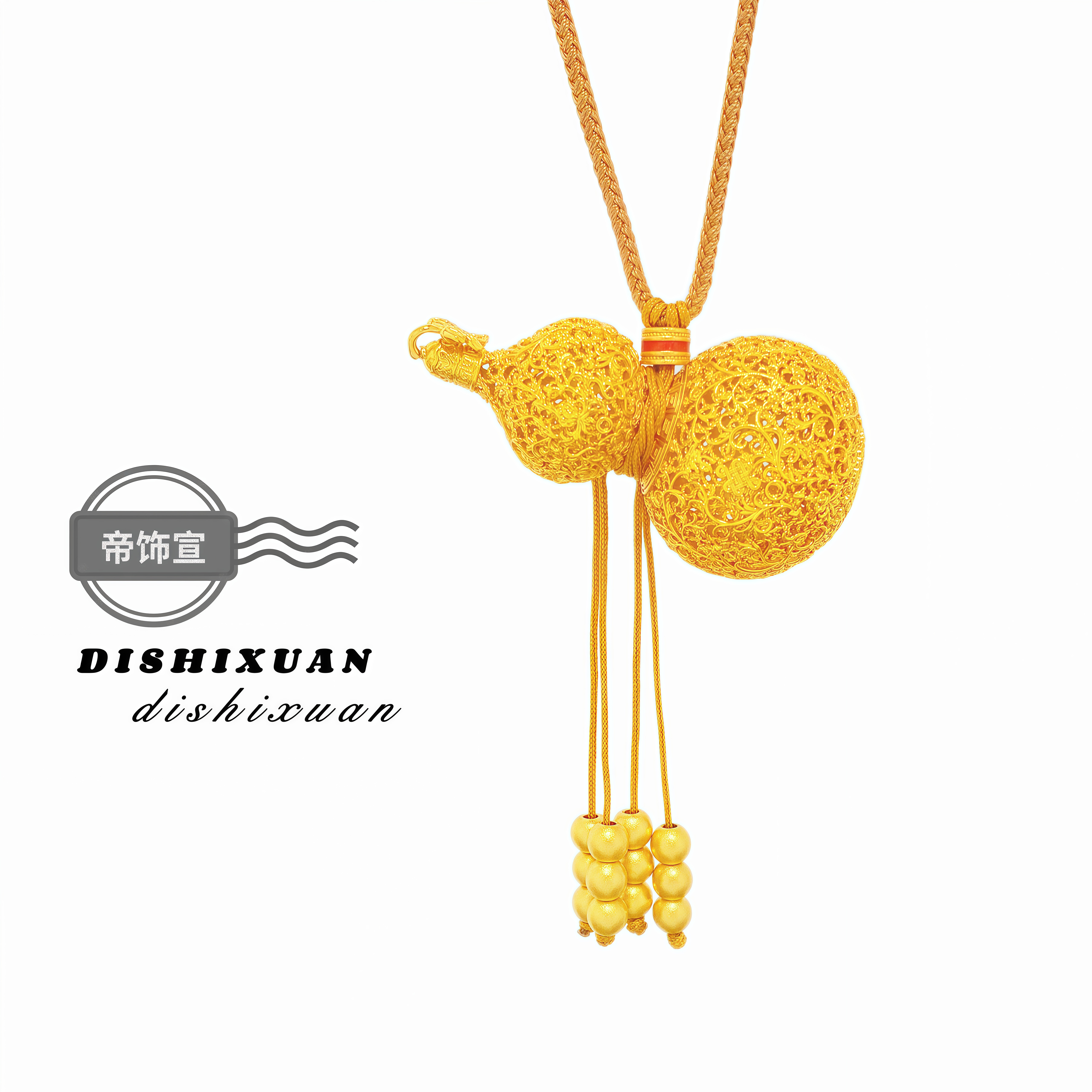 铜合金吊坠 新中式国风镂空花丝葫芦吊坠福禄编绳葫芦项链送女友