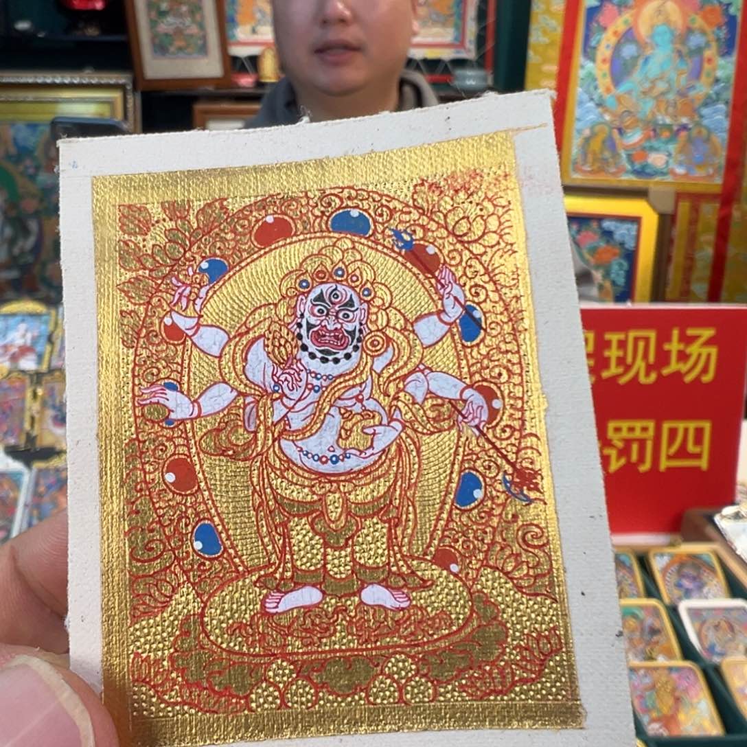 吊坠纯手绘唐卡白六臂