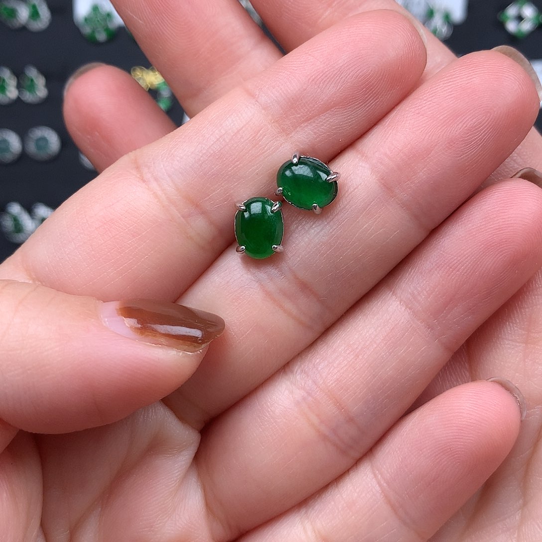 城***南翡翠银S925镶嵌耳饰