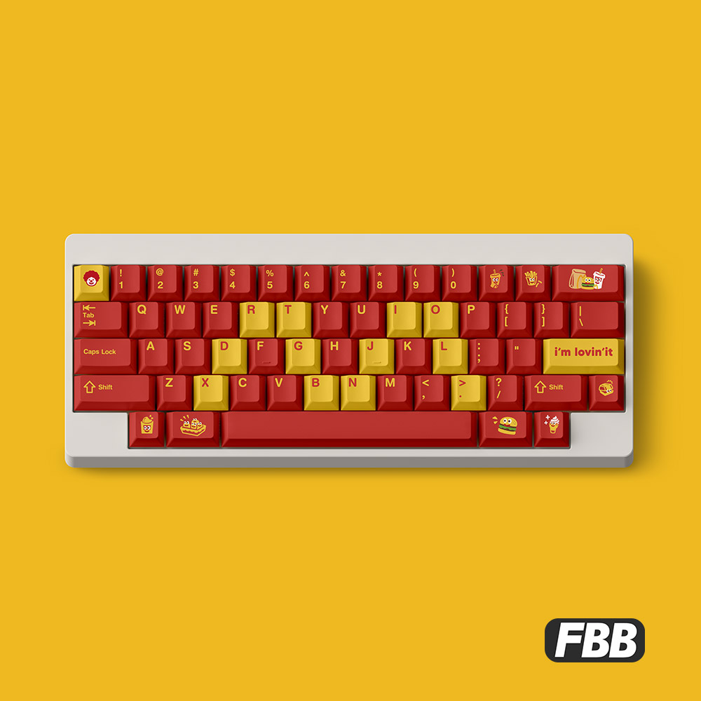 FBB个性pbt键帽麦门红色高颜值麦当劳键帽1.7mm加厚PBT客制化键盘