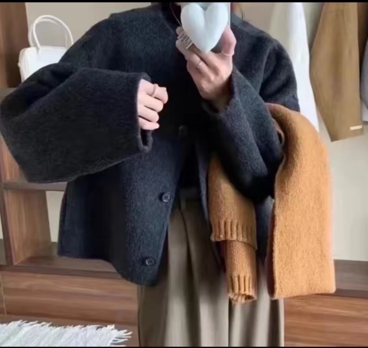 小短款双面呢外套小个子大衣韩版轻奢秋香黄爆款秋冬外套