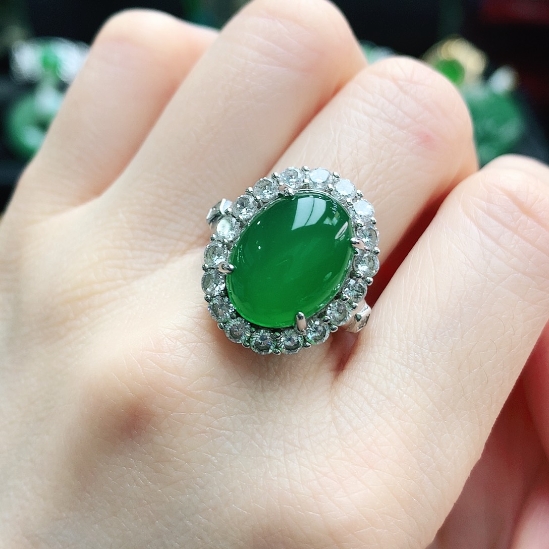 玛瑙/玉髓戒指银S925镶嵌