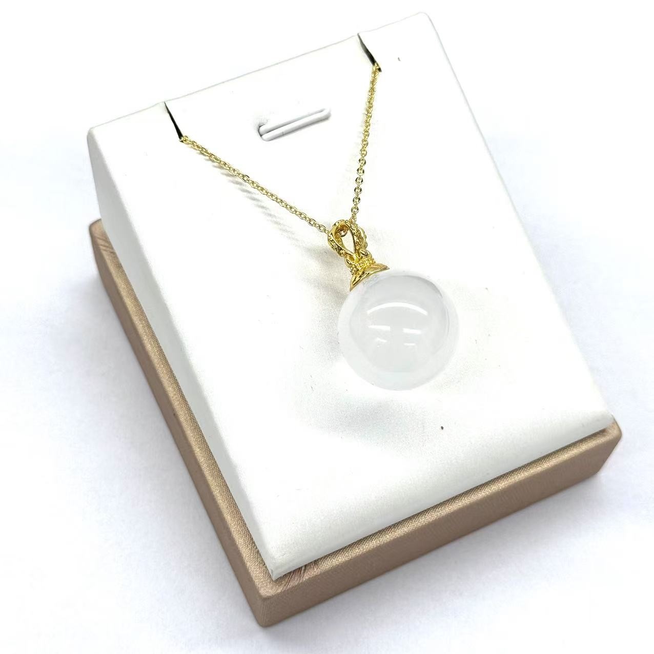 c1394-国风设计款蓝针水晶圆珠吊坠-赠礼盒-赠链