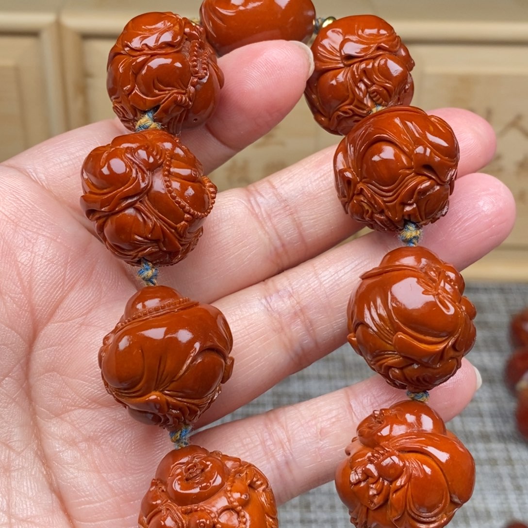 无***线橄榄核吊坠弥勒25