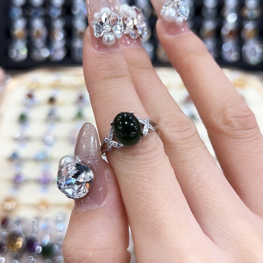 水晶金色拖不保色介意慎拍银托不掉色银S925镶嵌石****.