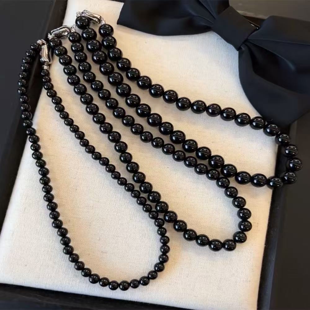 钛钢仿珍珠项链 SP2日韩串珠欧美风女81cm及以上妈妈长链百搭颈饰