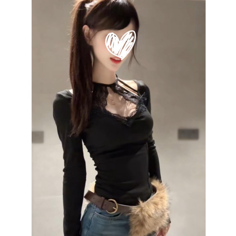 秋季新款美式高级设计感长袖T恤修身显瘦纯欲百搭辣妹性感女上衣