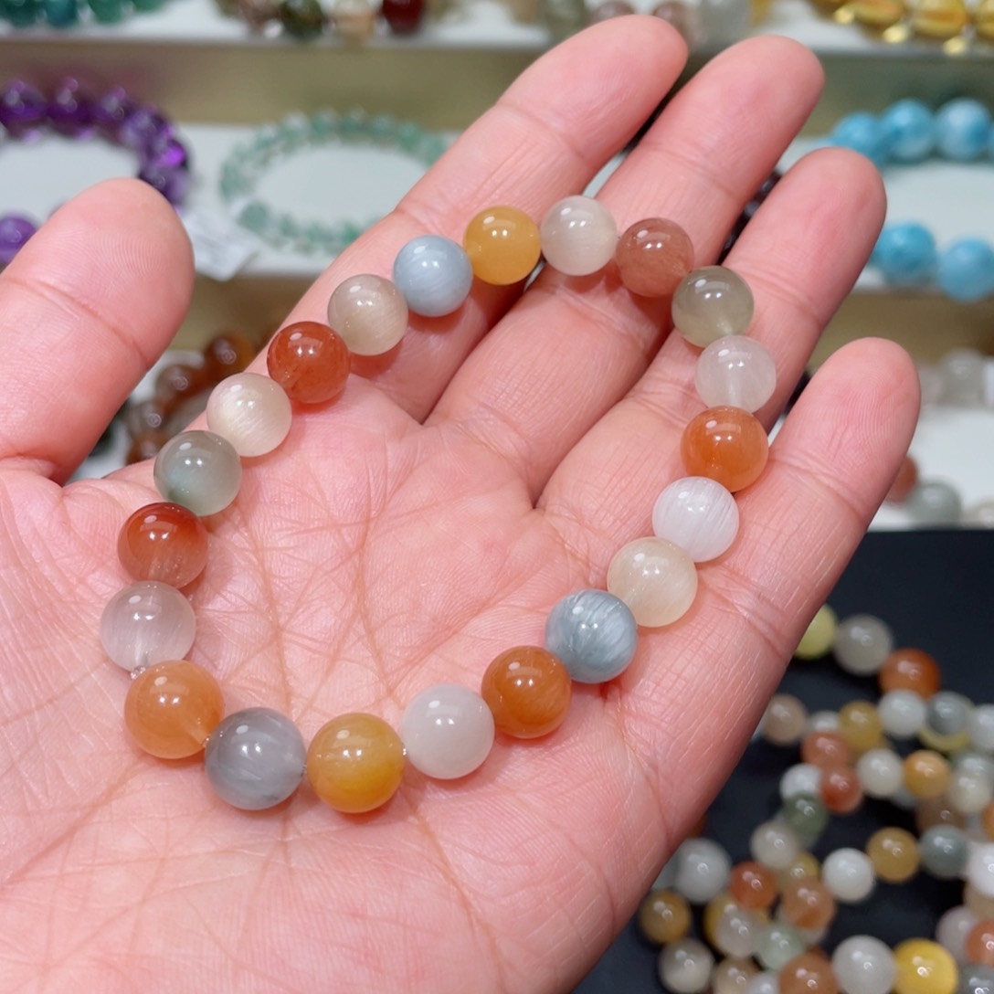 水晶手串未镶嵌兔毛手链，晶体通透