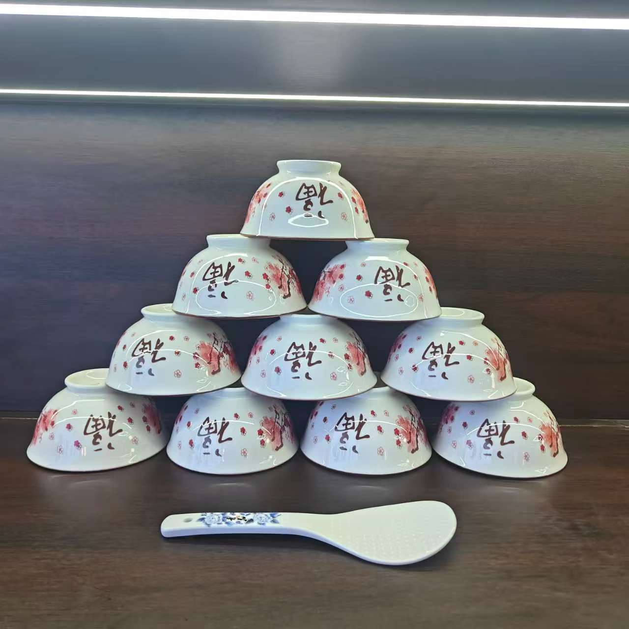 B00483/陶瓷/福字/灯笼/碗加饭铲