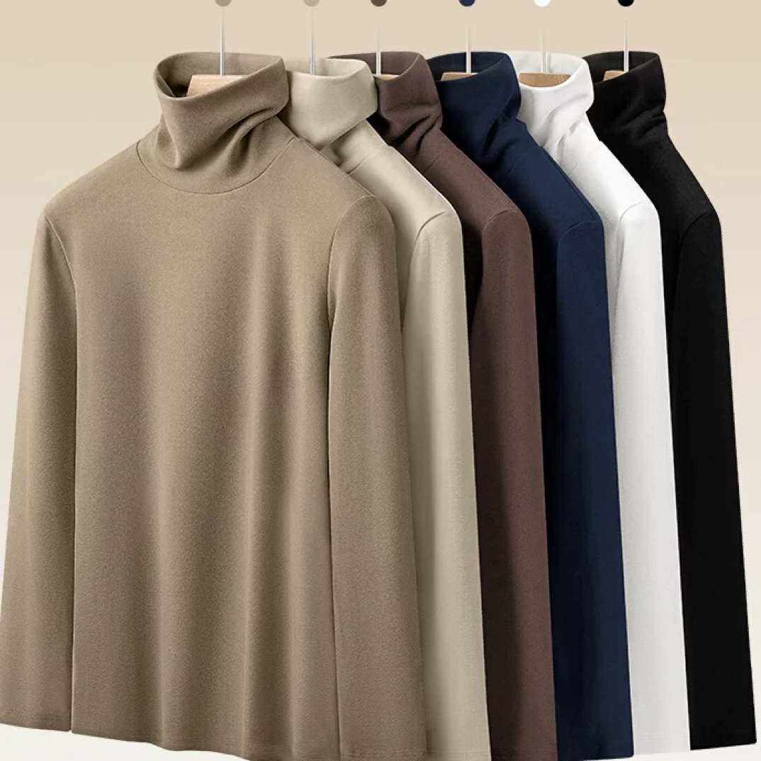 6176日常长袖印花高领常规T恤半高领男士修身内搭