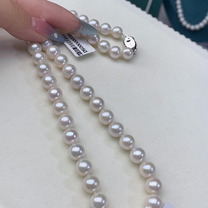 淡水珍珠银S925镶嵌颈饰卡9极光炫彩高品孤品