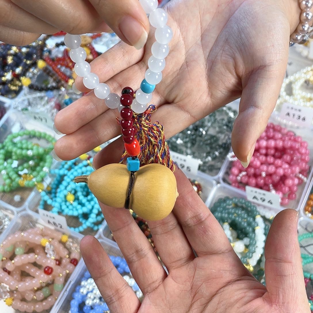 檀香木手串银S925镀金镶嵌