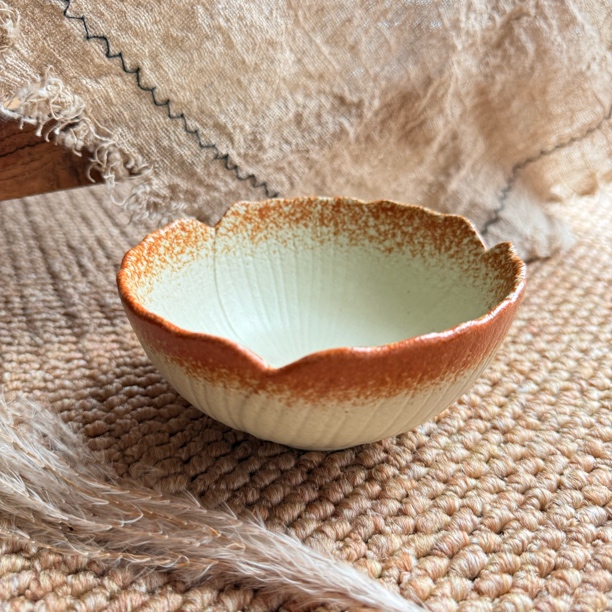 秋荷复古5英寸花朵银杏饭碗一人食复古手作釉下彩陶瓷碗