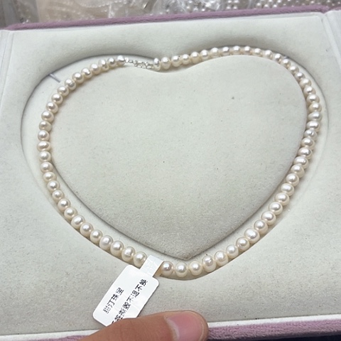 淡水珍珠珍珠项链银S925镶嵌24