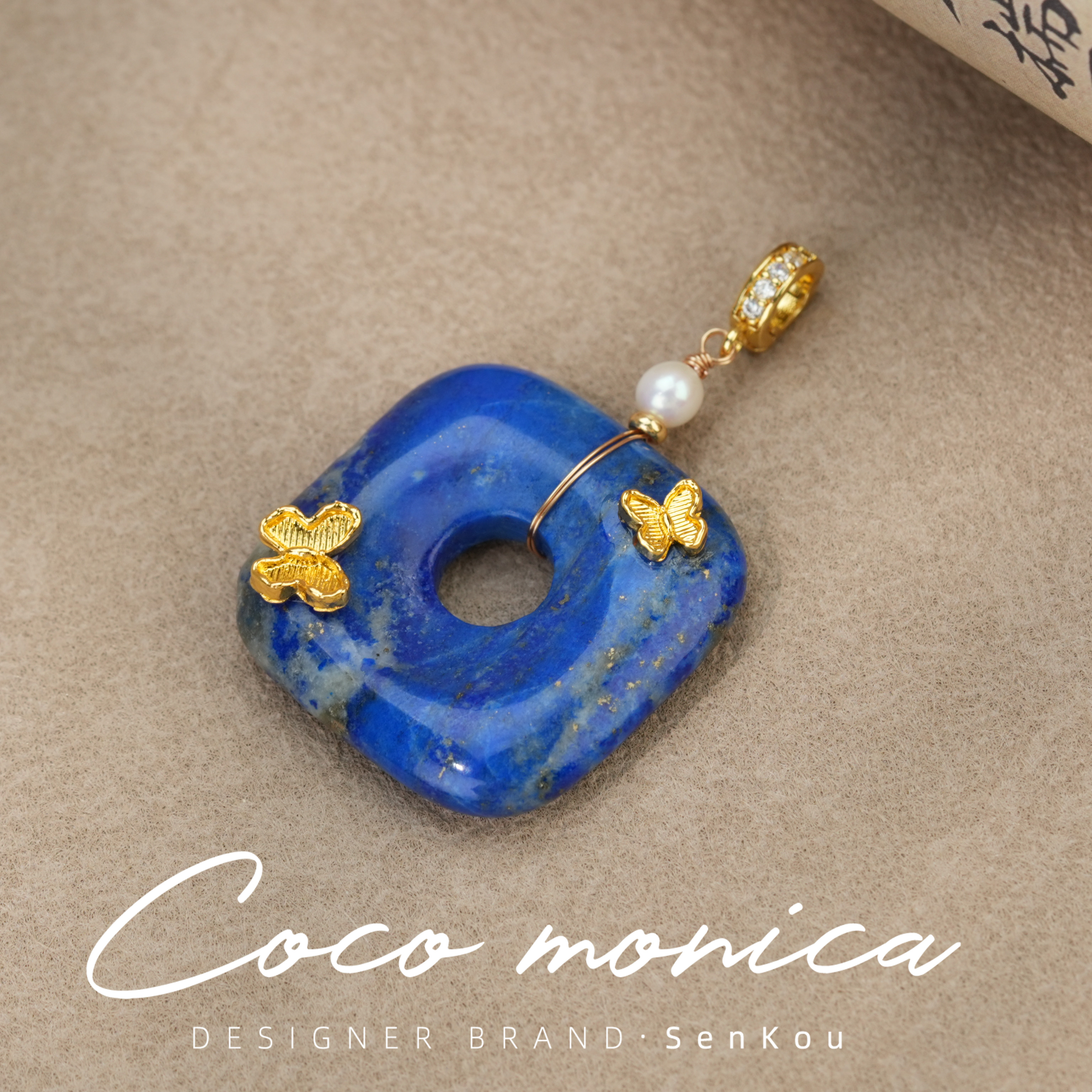 【小霞珠宝】青金石平安扣吊坠珍珠气质轻奢百搭国风古风AE935