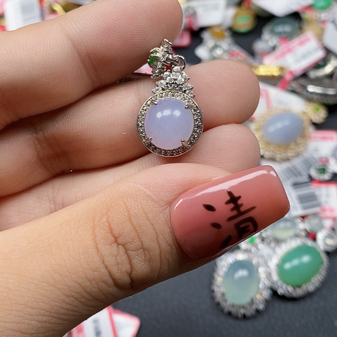 翡翠银S925镶嵌戒指天然A货缅甸翡翠