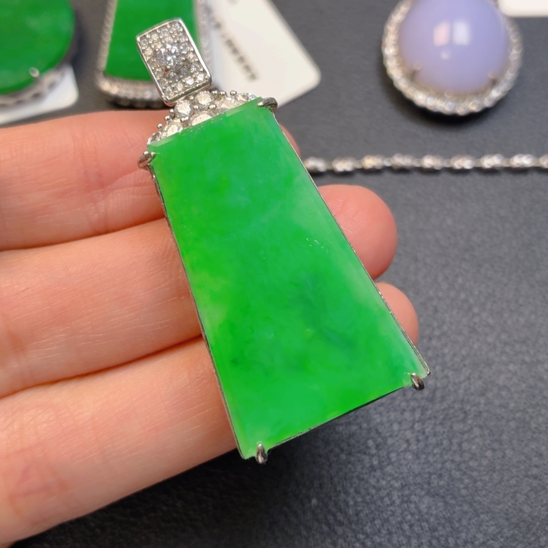 翡翠银S925镶嵌吊坠(不含链)