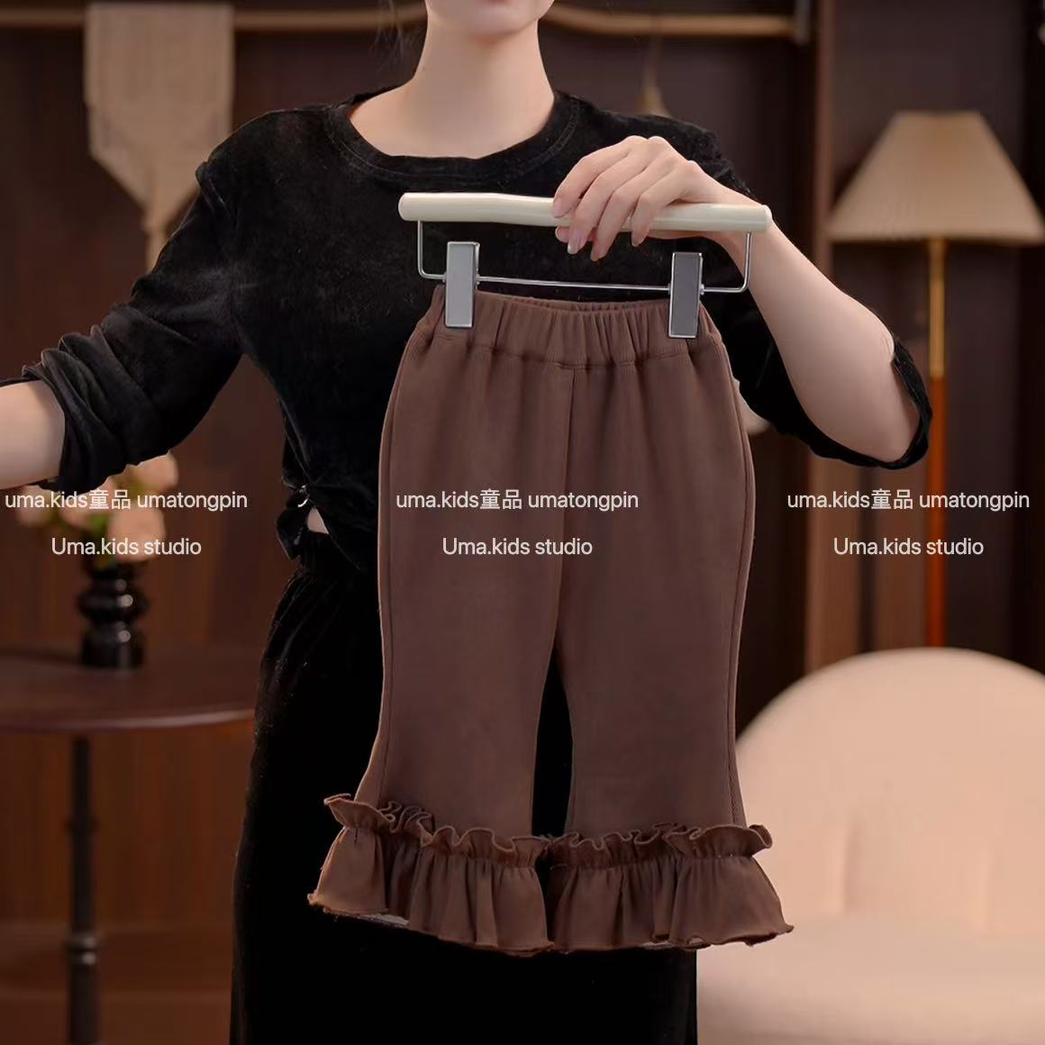 女童冬季新款儿童百搭时尚软糯直筒裤女宝宝加绒加厚裤子2025