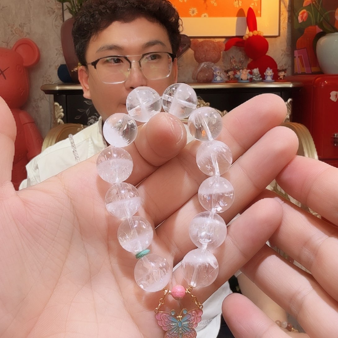 水晶手串18K金镶嵌手串