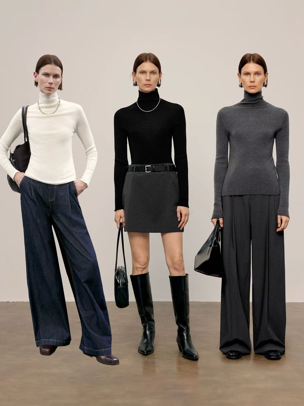 【商场同款】长袖高领半高领堆堆领秋冬修身高领衫针织厚款3338